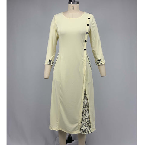 Solid color hem stitching dress
