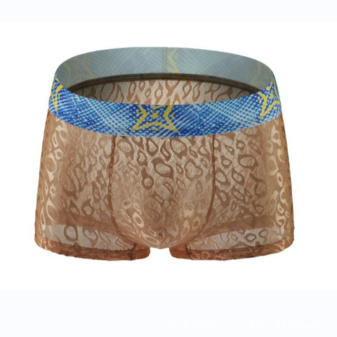 Trendy Men's Lace Transparent Boxer Briefs Comfortable Breathable Quick-drying Men's Boxers
