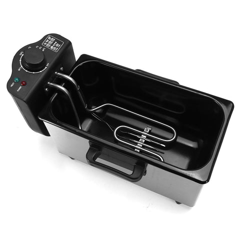 110V Temperature Controlled 3.0L Stainless Steel Fryer Large Capacity