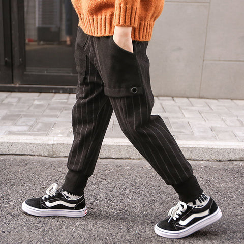 Boys' Pants Plus Velvet Thick Casual Pants