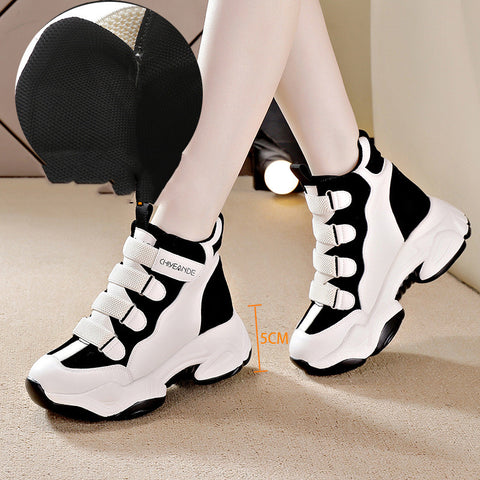 Women's cotton shoes with increased leather