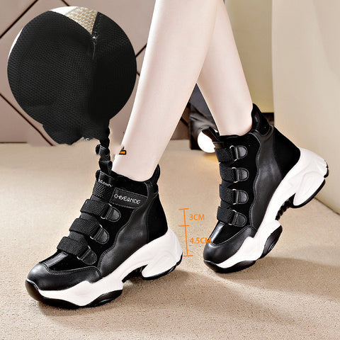 Women's cotton shoes with increased leather