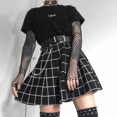 Women's High Waist Paneled Large Plaid Mini Skirt