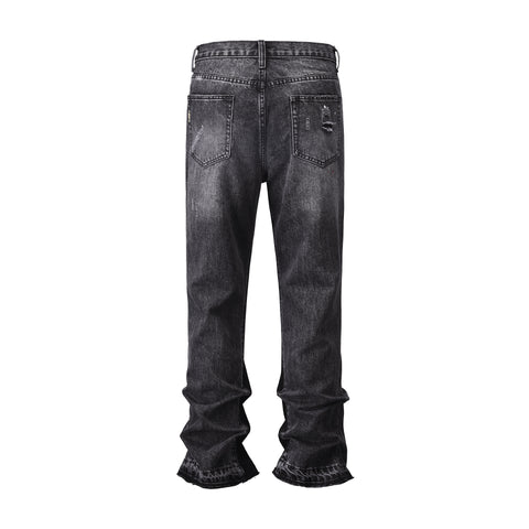 Three-dimensional Cutting Loose Baggy Ripped Cat Beard Bootleg Pants Men And Women
