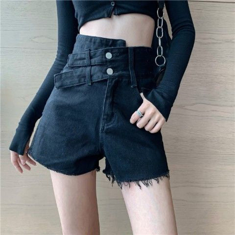 Women's Plus Size Slimming Irregular High Waist Denim Shorts