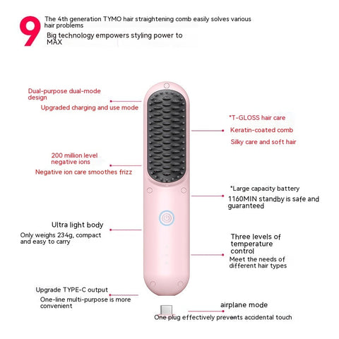 Anion Straight Does Not Hurt Hair Dual-use Hair Styling Comb