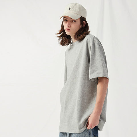 Heavy Washing Short Sleeve Thickened Double Yarn Pure Cotton Solid Color T-shirt