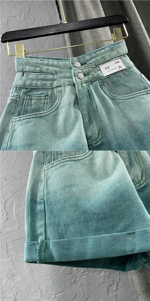 Women's Gradient Wide Leg Denim Shorts