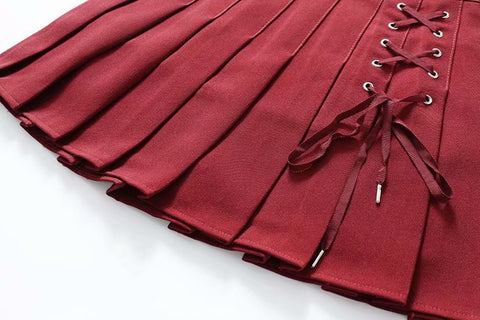 Women's Side Eyelets Tied Rope Inner Liner Short Skirt