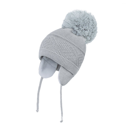 Knitted Hat Solid Color Plus Plush Big Ball