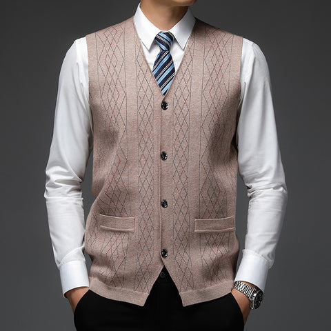 Men's Casual Buckle Knitted Sweater Vest