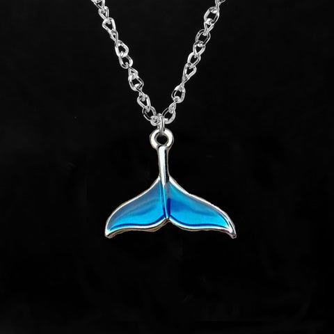 Women's Fashion Blue Ocean Dolphin Whale Tail Pendant Necklace