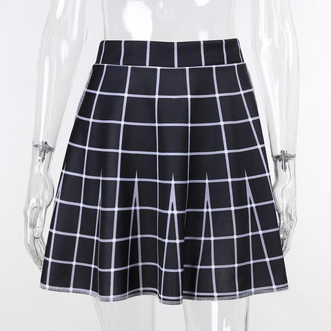 Women's High Waist Paneled Large Plaid Mini Skirt