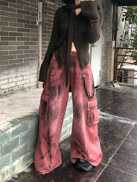 Women's Design Tie-dye Loose Drooping Casual Mopping Pants