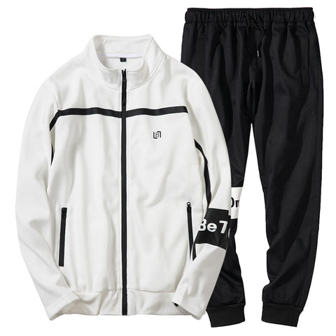 Line English printed zipper sport suit