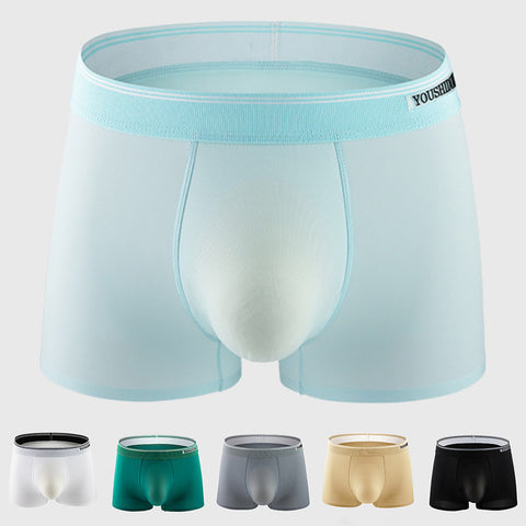 Ice Silk 3D Punching Die Thin Cool Breathable Traceless Solid Color Boxers Antibacterial Inner Stickers Boxer Briefs