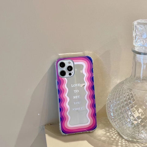 Striped Letter Mirror Phone Soft Case