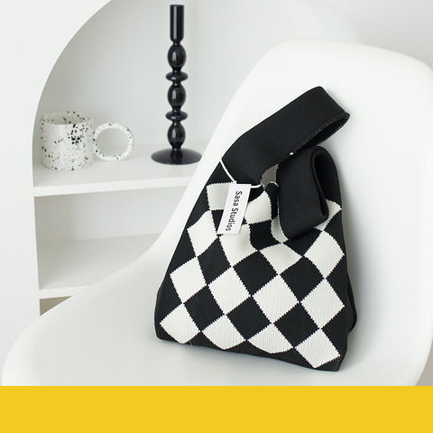 Women's Fashion Striped Woven Large Capacity Handbag