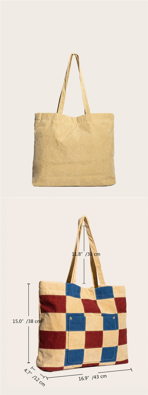 Women's New Corduroy Block Shoulder Bag