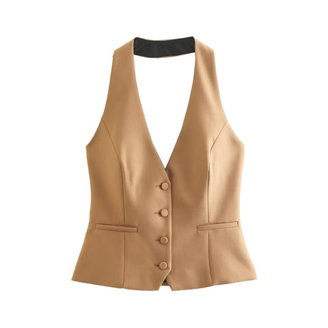 Women's Halter Top High-waist Casual Pants Suit