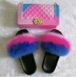 Summer Ladies Plush Slippers Jelly Bag Set