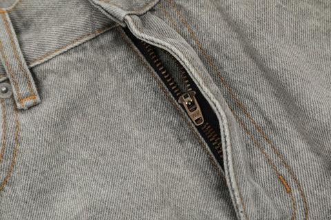 Wide-leg Washed Straight Flared Gray Washed Pleated Overalls Jeans