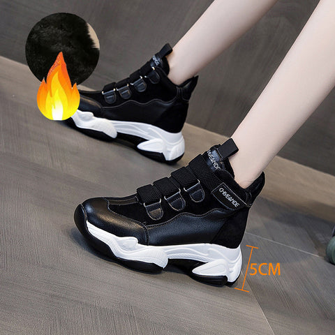 Women's cotton shoes with increased leather