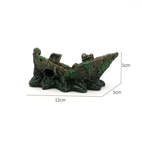 Fish Tank Landscaping Resin Boat Aquarium Decoration