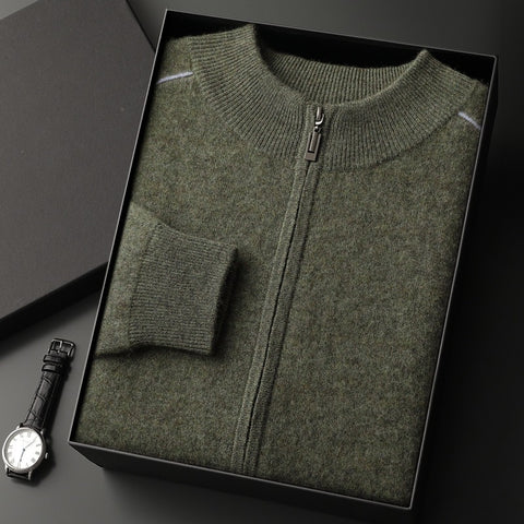 Men's Cashmere Sweater Thick Heavy Half Turtleneck Zipper