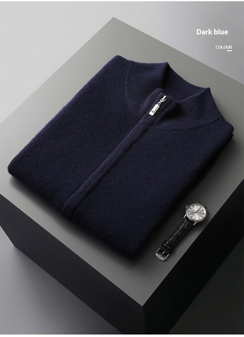 Men's Zipper Width Mock Neck Sweater Cardigan Vest