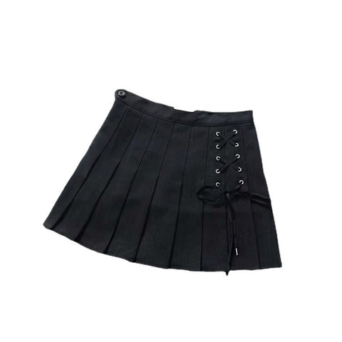 Women's Side Eyelets Tied Rope Inner Liner Short Skirt