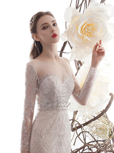 Women's Fashion Fishtail Long Sleeve Wedding Dresses