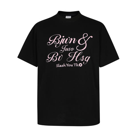 Fashion Hand-painted Art Letter Short Sleeve Men