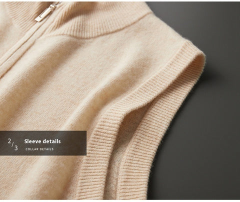 Men's Zipper Width Mock Neck Sweater Cardigan Vest