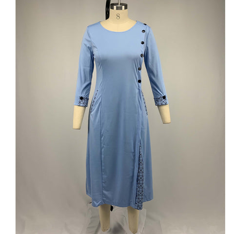 Solid color hem stitching dress