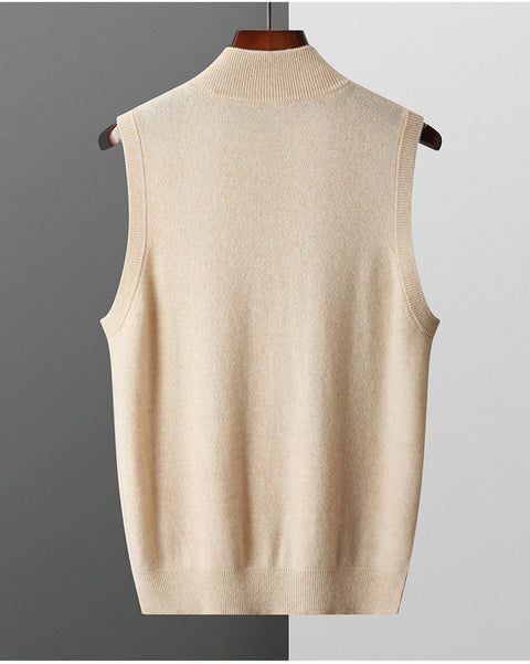 Men's Zipper Width Mock Neck Sweater Cardigan Vest