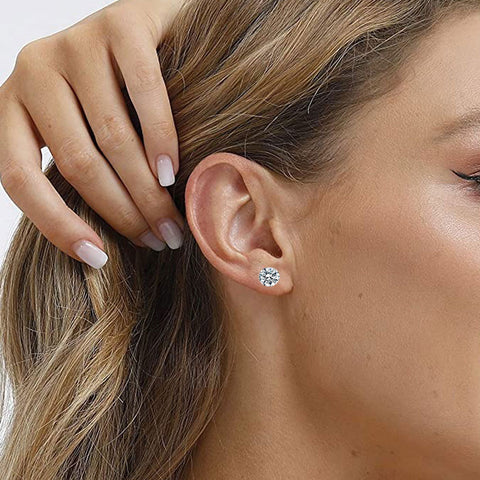 316L Stainless Steel Zircon Four Claw Stud Earrings