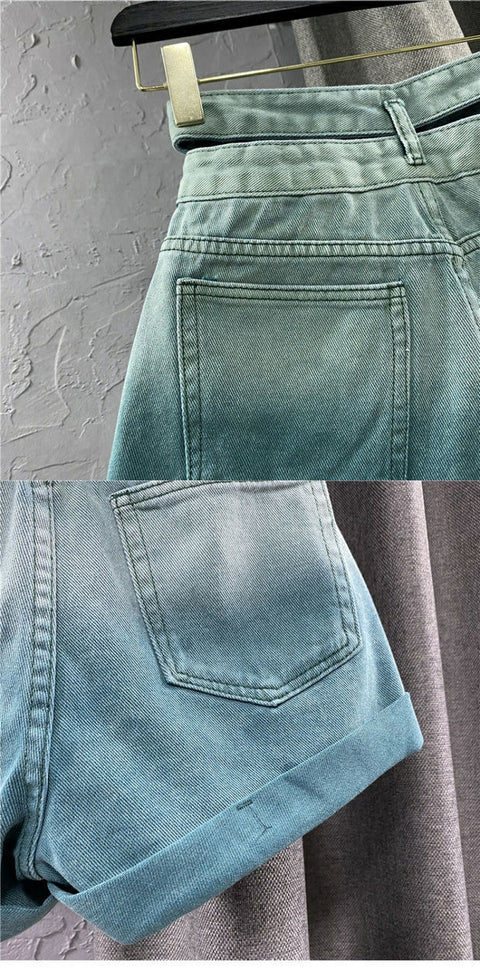 Women's Gradient Wide Leg Denim Shorts