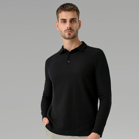 Men's Casual Long-sleeved Polo Shirt Sports Outdoor All-matching Top Breathable Quick-drying T-shirt