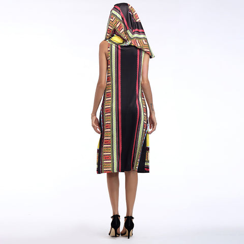 Summer European and American print hooded skirt