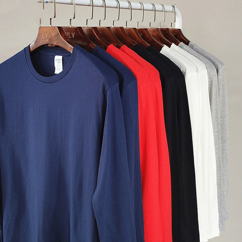 Men's long-sleeved T-shirt carded cotton t-shirt
