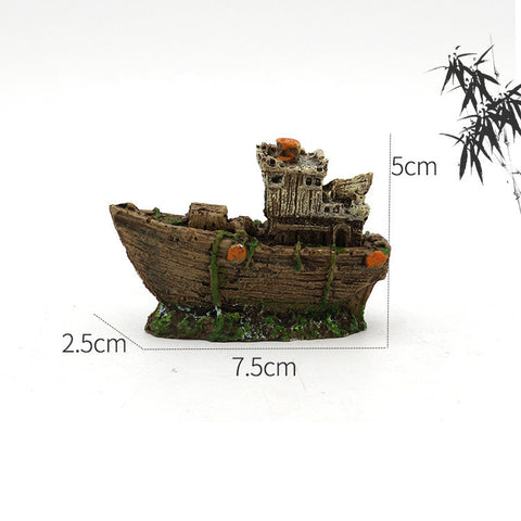Fish Tank Landscaping Resin Boat Aquarium Decoration
