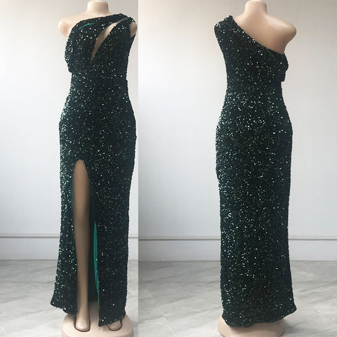 Women's Evening Dress Scale Slit Slim Fit Dress