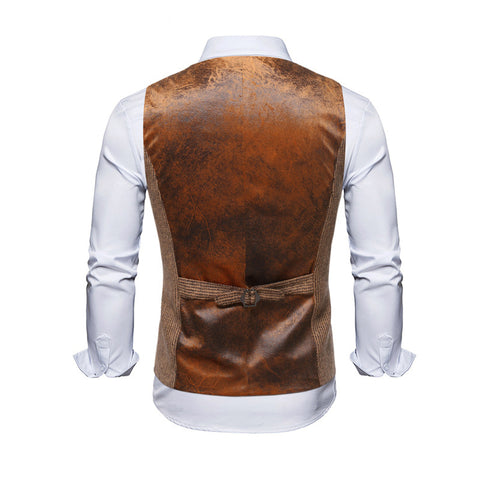 Striped Trim Double Breasted Men's Leisure Vest