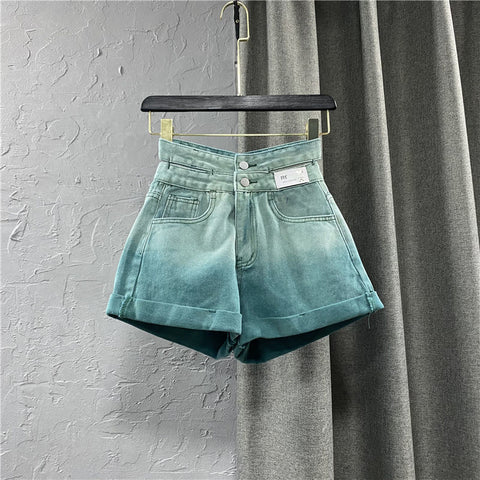 Women's Gradient Wide Leg Denim Shorts