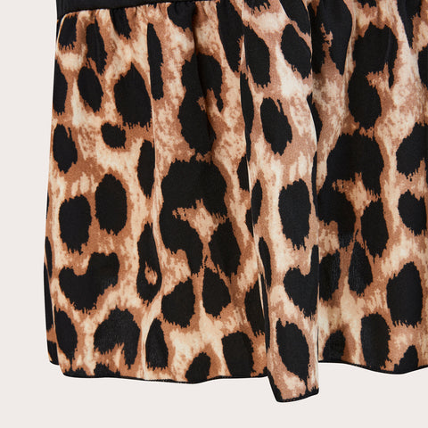 Women Plus Leopard Print Tunic Midi Shirt Dress