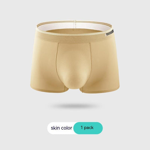 Ice Silk 3D Punching Die Thin Cool Breathable Traceless Solid Color Boxers Antibacterial Inner Stickers Boxer Briefs