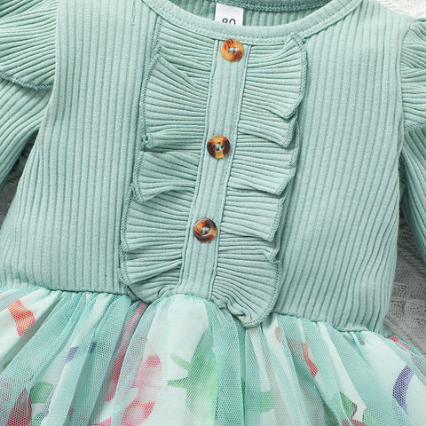 Spring And Autumn Baby Cute Mesh Skirt Girls Pit Strip Long Sleeves