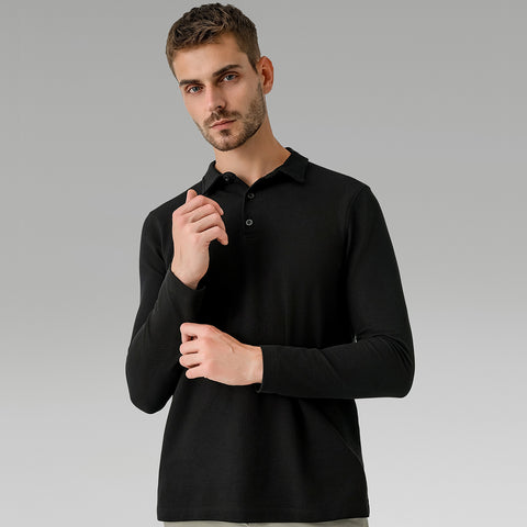 Men's Casual Long-sleeved Polo Shirt Sports Outdoor All-matching Top Breathable Quick-drying T-shirt
