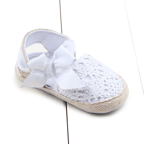 Hollow linen bow baby toddler shoes